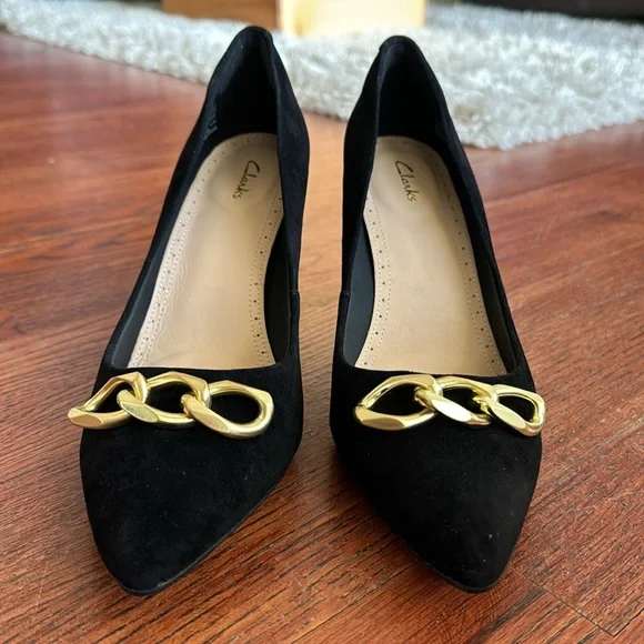 Clarks Black Suede Pumps - Picture 3 of 7